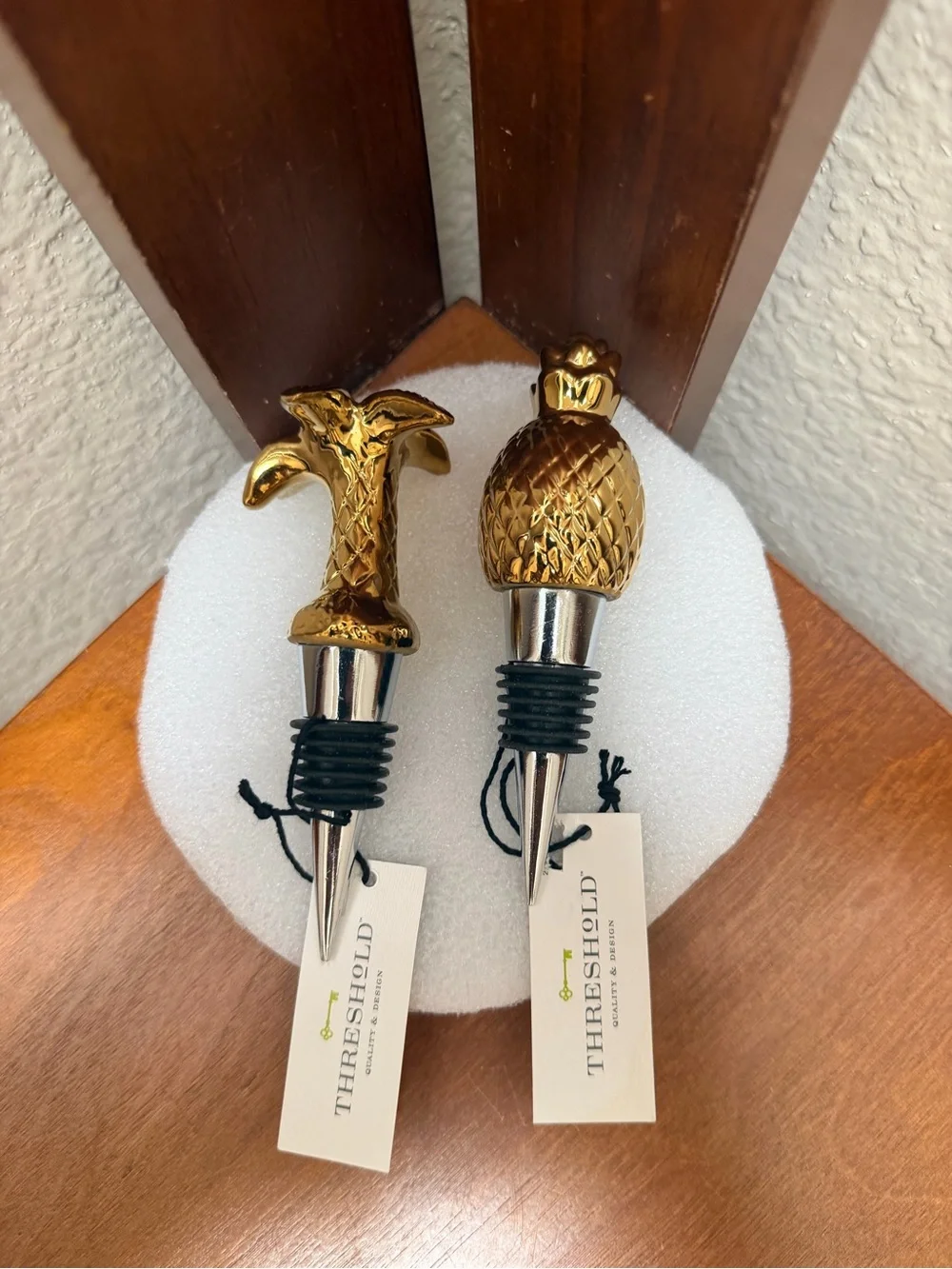 Threshold Gold Pineapple and Floral Bottle Stoppers (Set of 2)